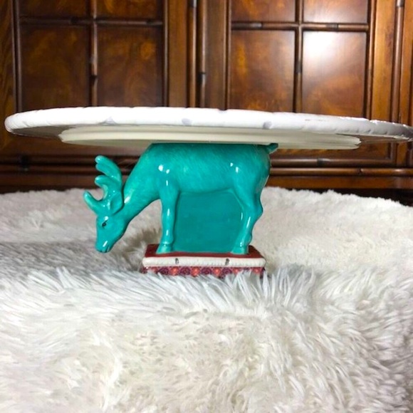 Poetic Wanderlust x Tracy Porter Fanciful Deer Floral Plaid Cake Pastry Plate - Picture 3 of 14